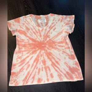 The Sweetshirt Company Peach Tie Dye V Neck Tee Large